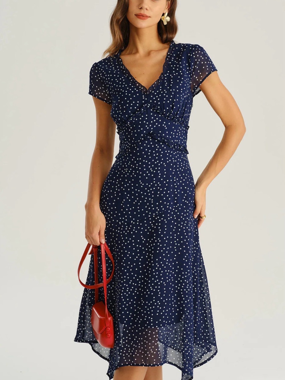 RIHOAS White and Black Midi Dress